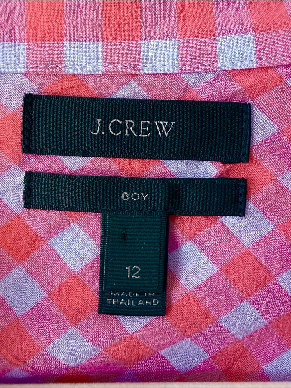 J Crew Women’s Classic Fit Boy Shirt in Crinkle Gingham Cotton Purple Pink 12 - Picture 3 of 8